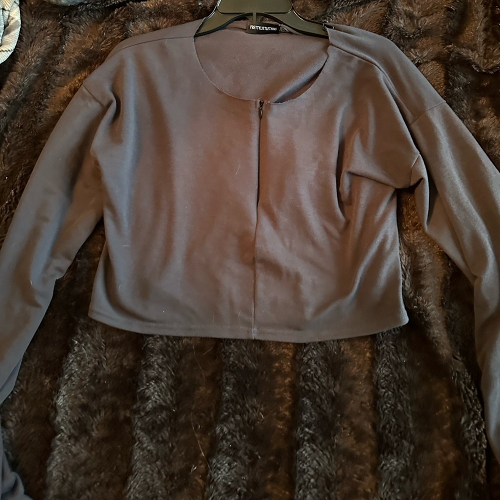 PLT Dark gray cropped hoodie